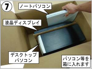 パソコン、液晶ディスプレイを入れる