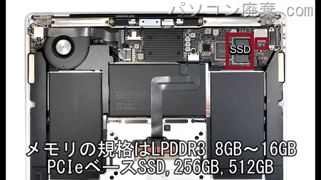 MacBook Air A1932 EMC3184のメモリの場所