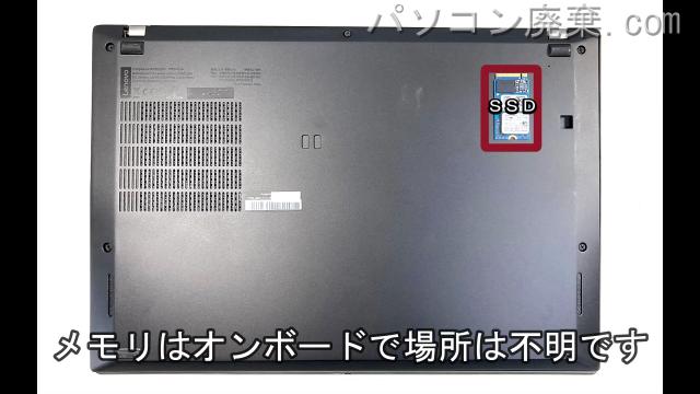ThinkPad T490s(Type 20NY)を背面から見た時のメモリ・ハードディスクの場所