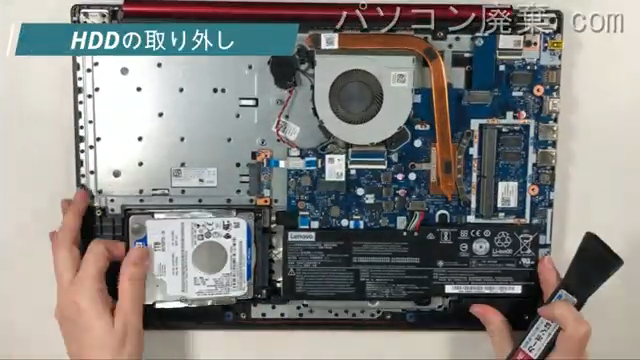 PC-NS300KARのHDD（SSD）の場所です