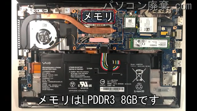 VAIO SX14 VJS142C12Nのメモリの場所