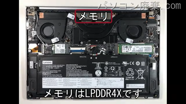 YOGA Slim7 13ITL5に搭載されているメモリの規格はLPDDR4X