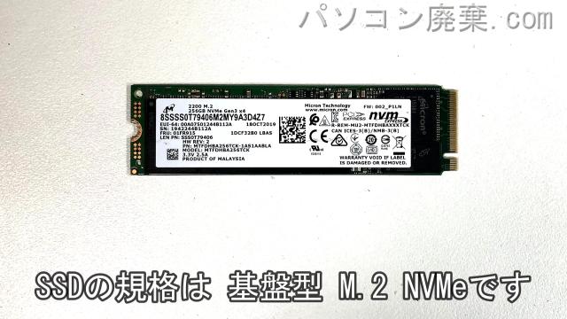 ThinkBook 15-IIL(Type 20SM)搭載されているハードディスクはNVMe SSDです。