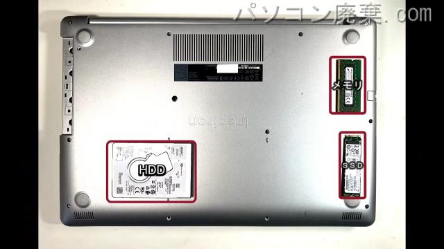 Inspiron 5770(P35E)を背面から見た時のメモリ・ハードディスクの場所