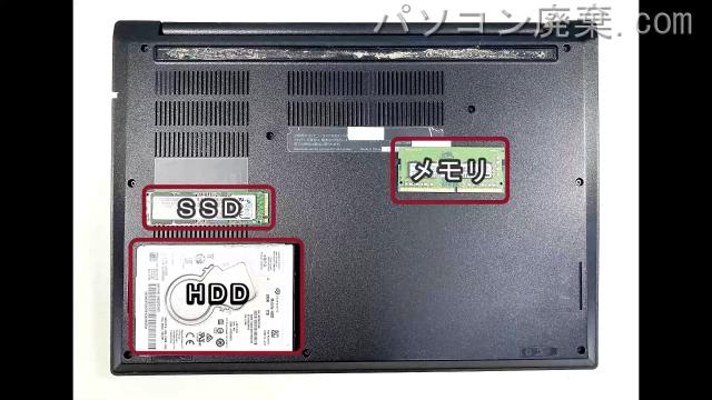 Thinkpad E480(Type 20KN)を背面から見た時のメモリ・ハードディスクの場所