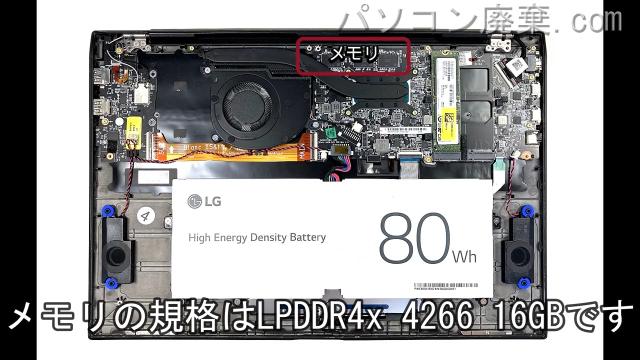 gram 16Z90Pに搭載されているメモリの規格はLPDDR4x 4266