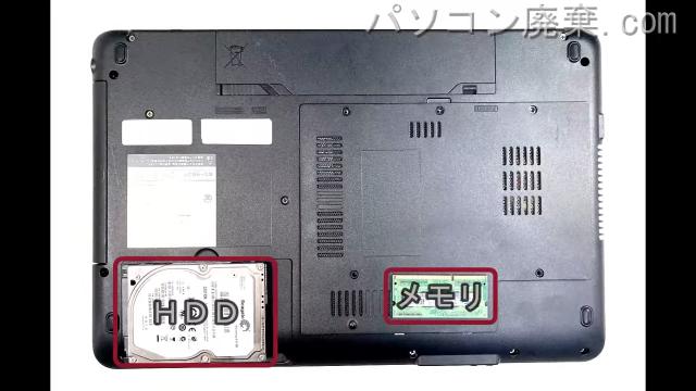 LIFEBOOK AH42/C(FMVA42CBY)を背面から見た時のメモリ・ハードディスクの場所