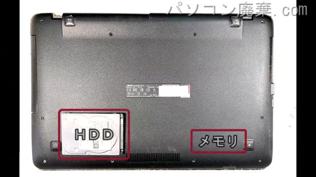 A751Sを背面から見た時のメモリ・ハードディスクの場所