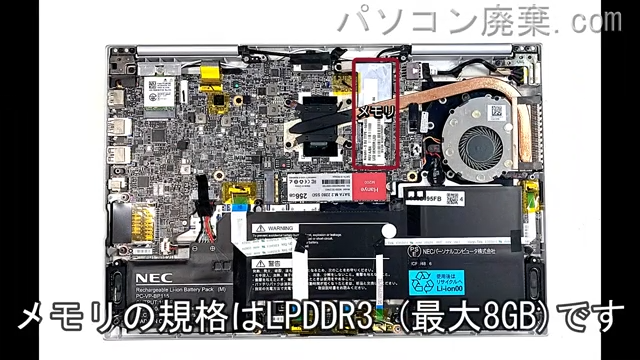 VersaPro PC-VK23TGVGUに搭載されているメモリの規格はLPDDR3