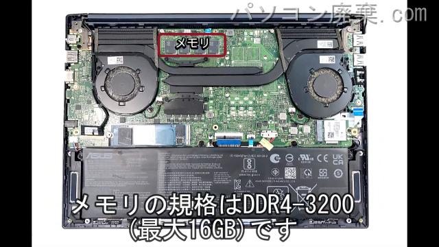 Vivobook Pro 14 OLED M3401Qのメモリの場所