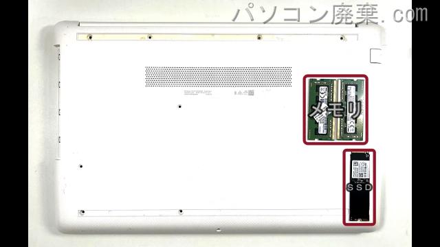 Laptop 15-ab1054AUを背面から見た時のメモリ・ハードディスクの場所
