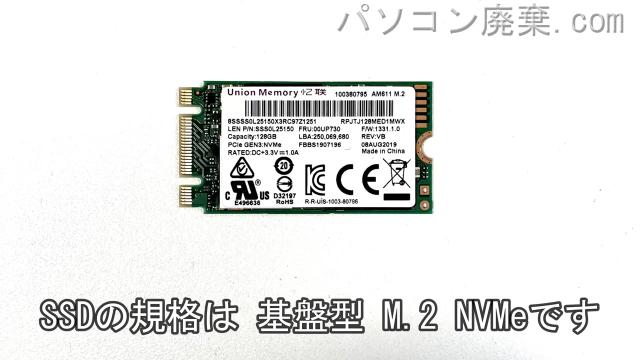 ThinkPad E590(TYPE 20NB)搭載されているハードディスクはSSD(NVMe)です。