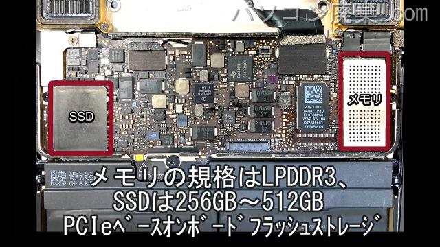 MacBook Air A1534 EMC2746搭載されているハードディスクは256GB PCIeベースオンボードフラです。