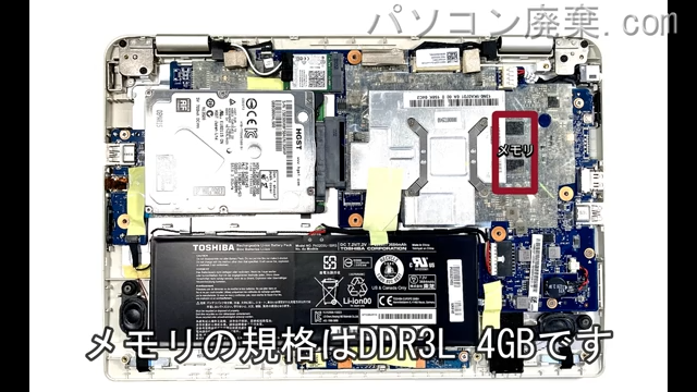 dynabook N61/TG PT61TGP-NWAのメモリの場所